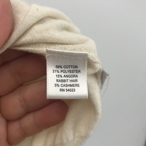 Banana Republic Sweater Womens Small Ivory Cotton Angora Cashmere Short Sleeve - Picture 6 of 10